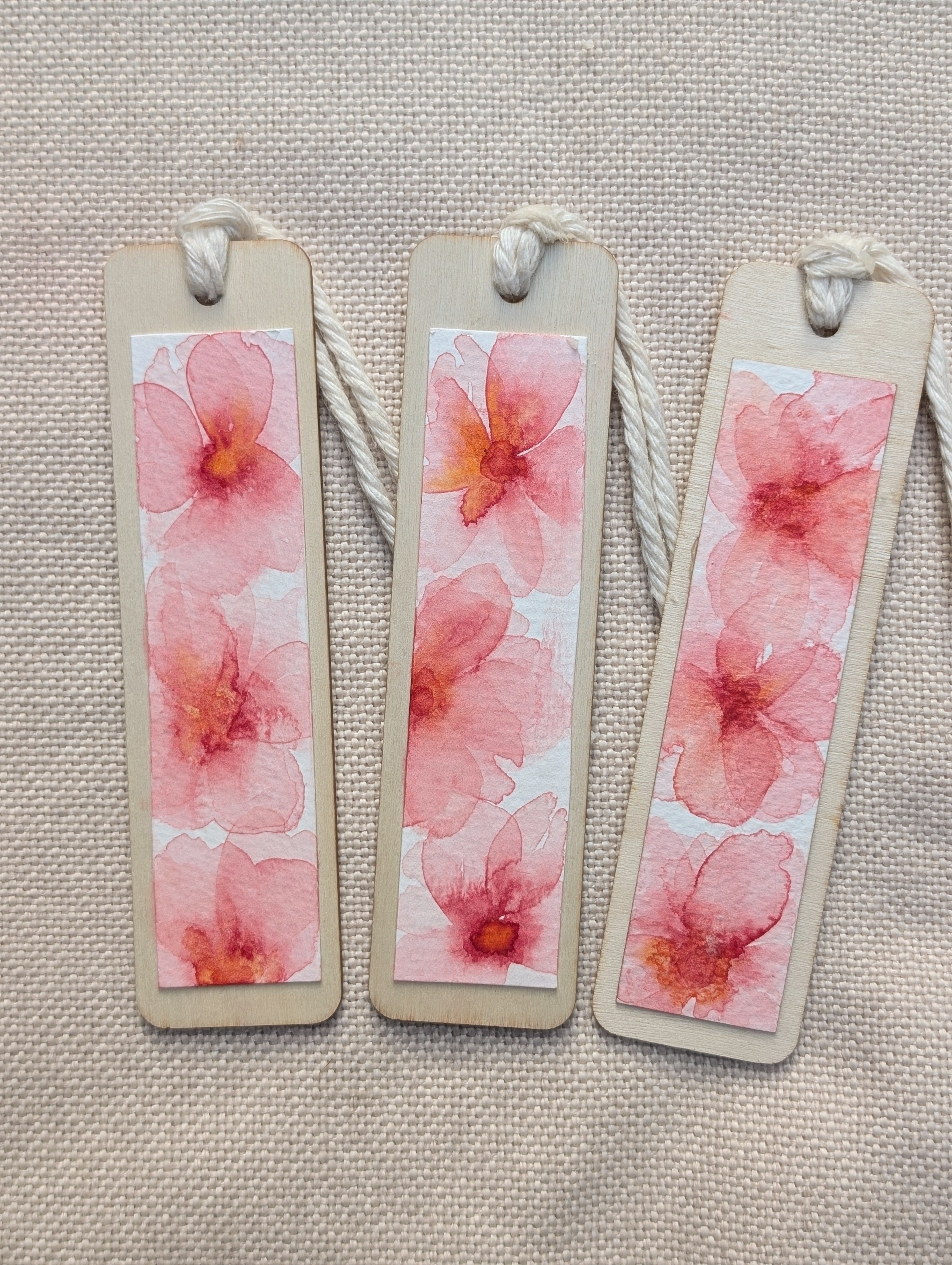 Cherry Blossom Watercolour Wooden Bookmark – Handmade in Australia