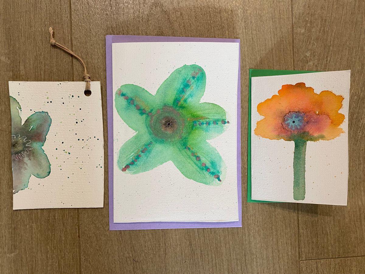All Occasion Gift Bag – 6 Hand Painted Cards & Bookmarks plus a Pair of Earrings!