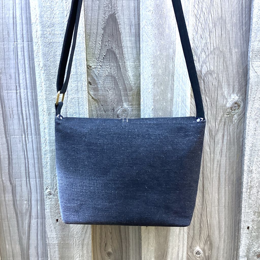 Upcycled Denim Messenger Bag – Black Denim