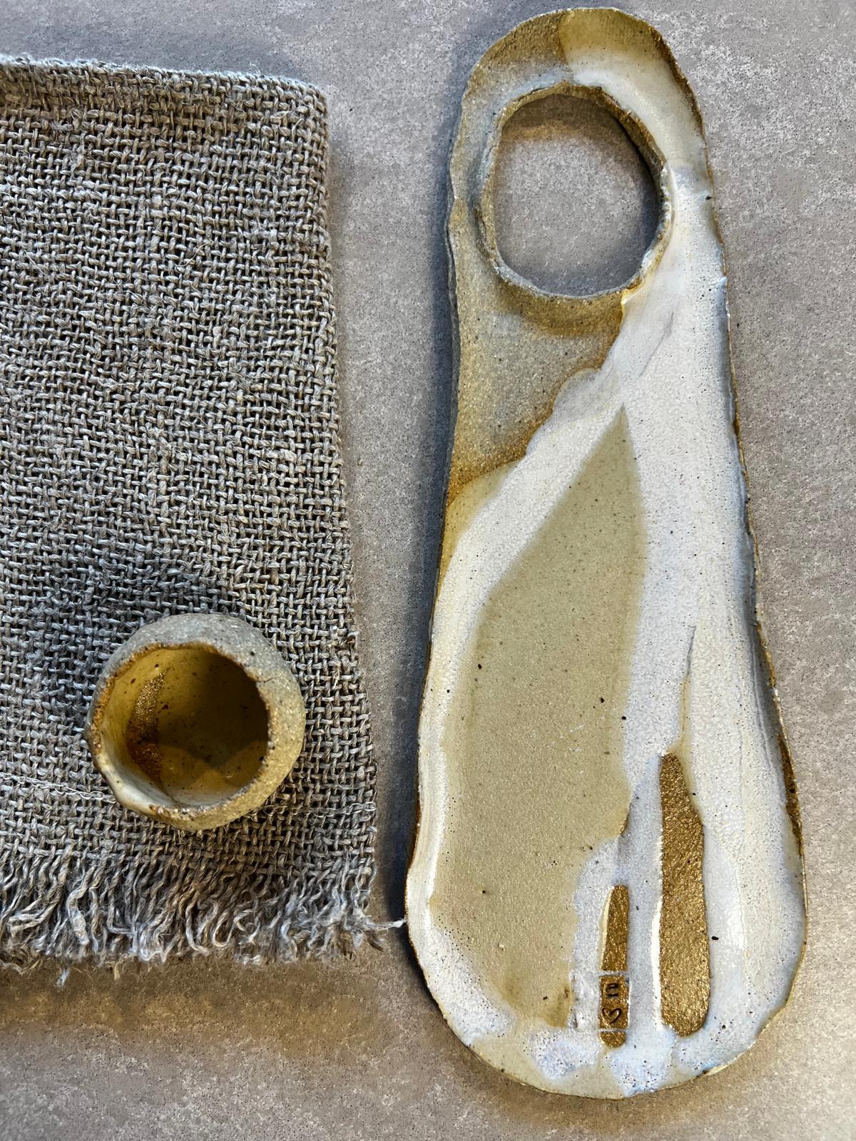 Handmade Ceramic Olive Serving Tray and Pip Bowl