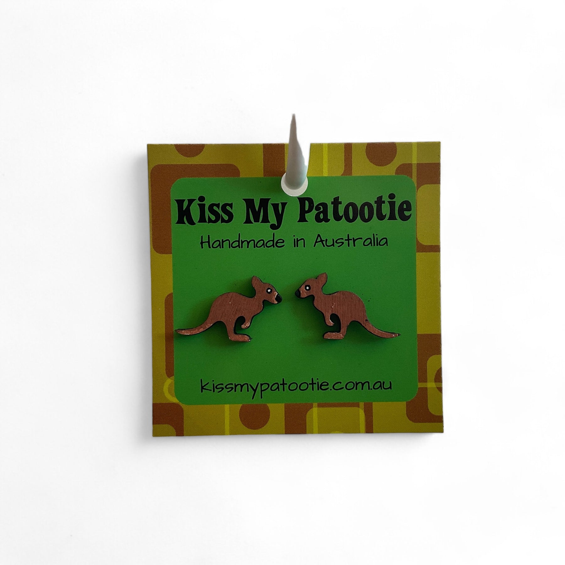 Australian animal studs - Kangaroo - hand painted, wooden