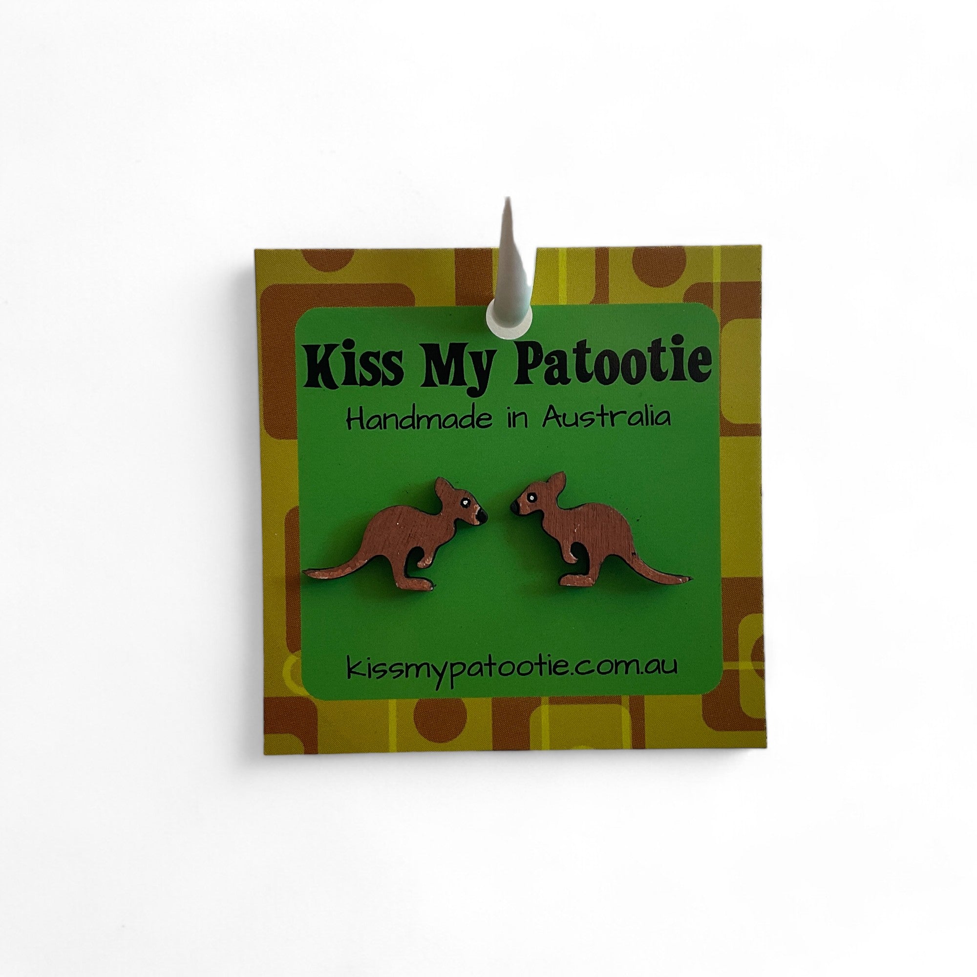 Australian animal studs - Kangaroo - hand painted, wooden