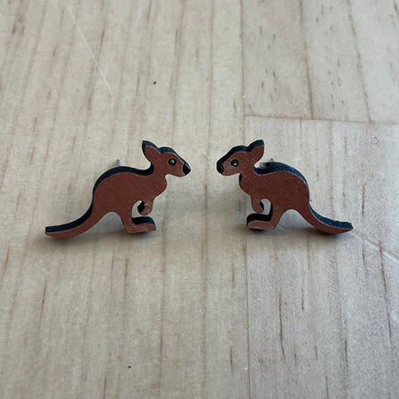 Australian animal studs - Kangaroo - hand painted, wooden