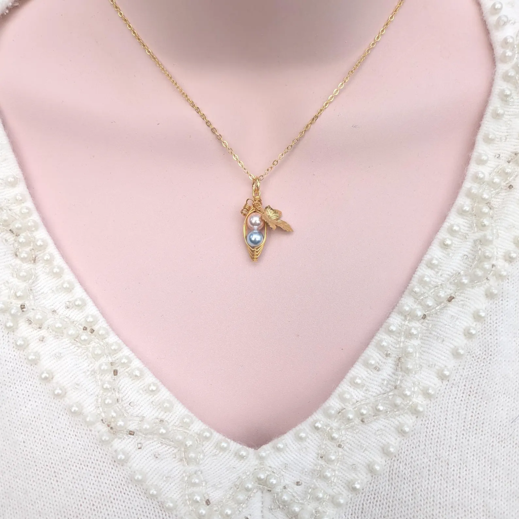 Two Peas in a Pod Necklace for Girl and Boy