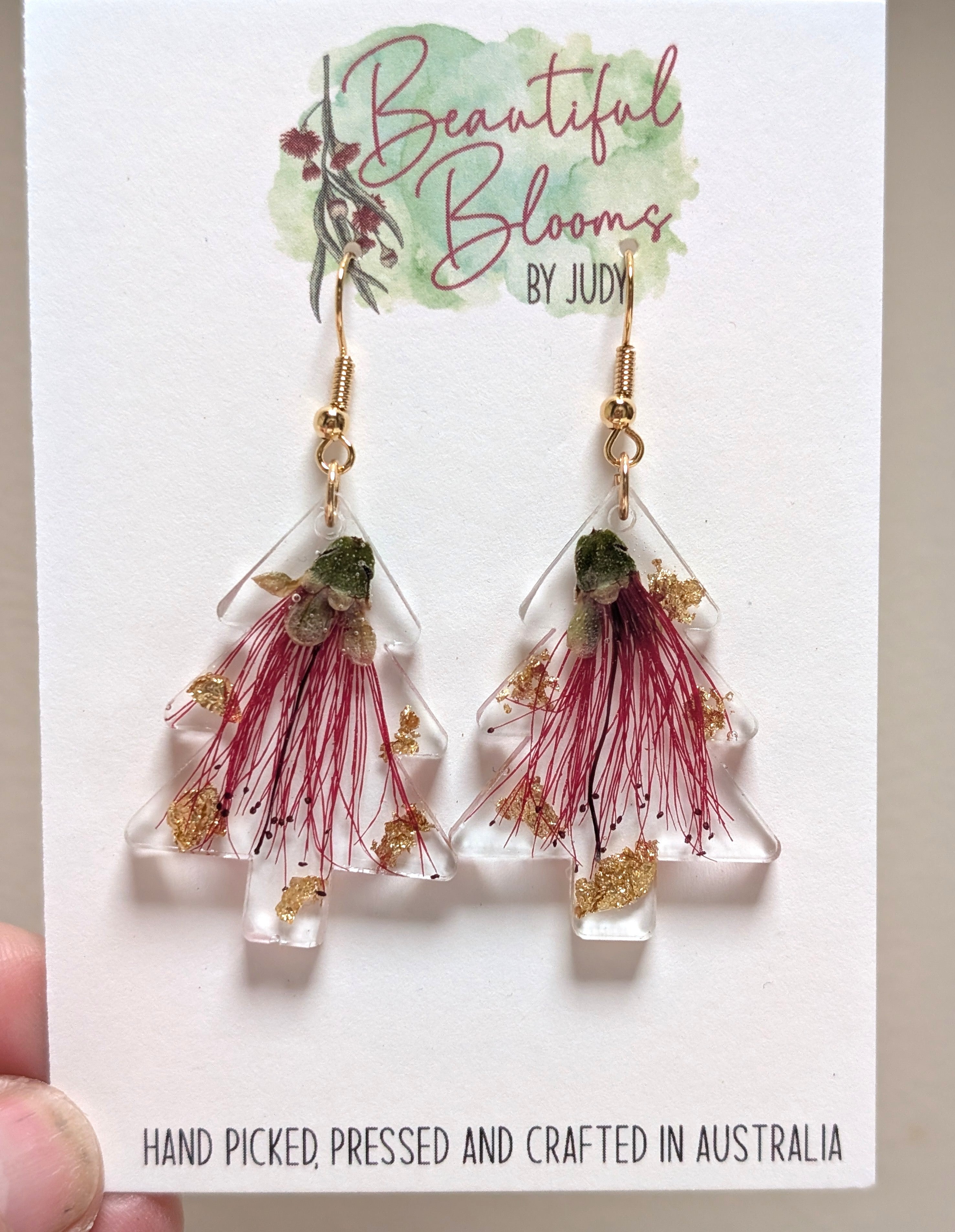 Christmas Earrings Australian native flowers, dangles