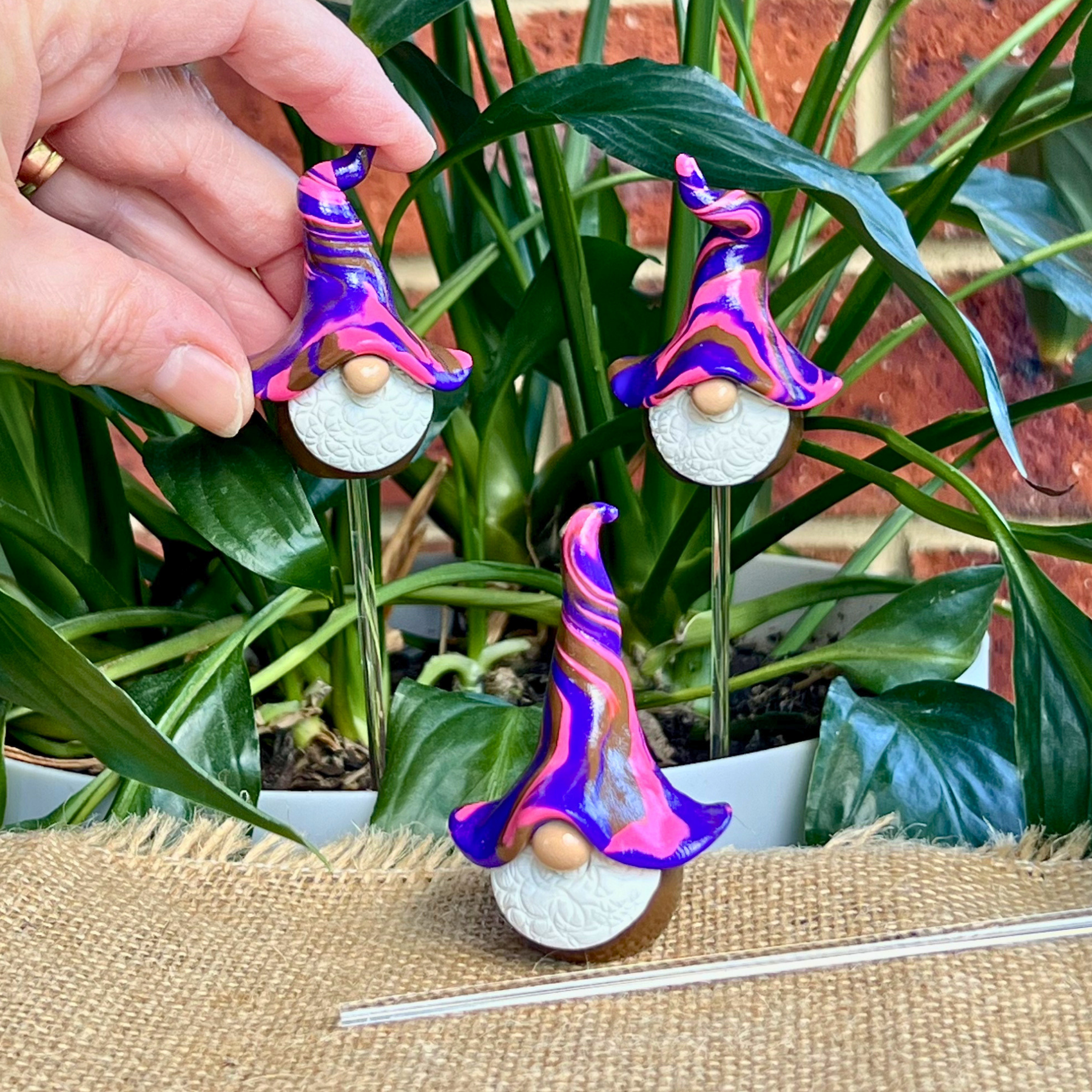 Whimsical polymer clay gnome trio - Hugo, Oswald & Tupp