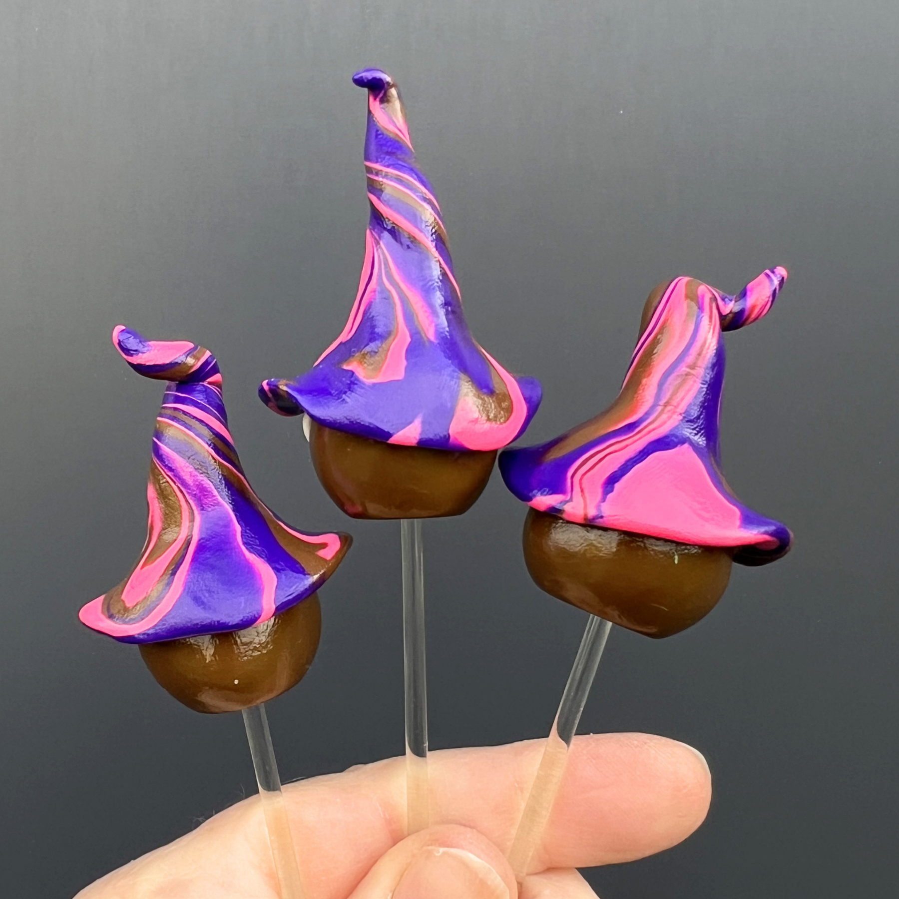 Whimsical polymer clay gnome trio - Hugo, Oswald & Tupp
