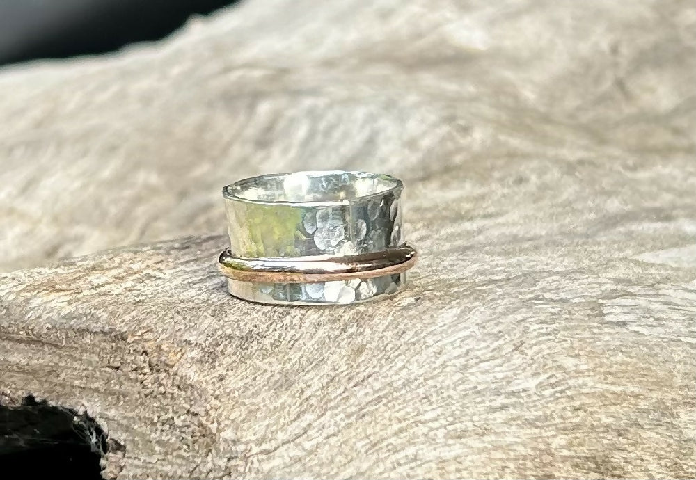 Sterling Silver & Rose Gold Spinner Ring