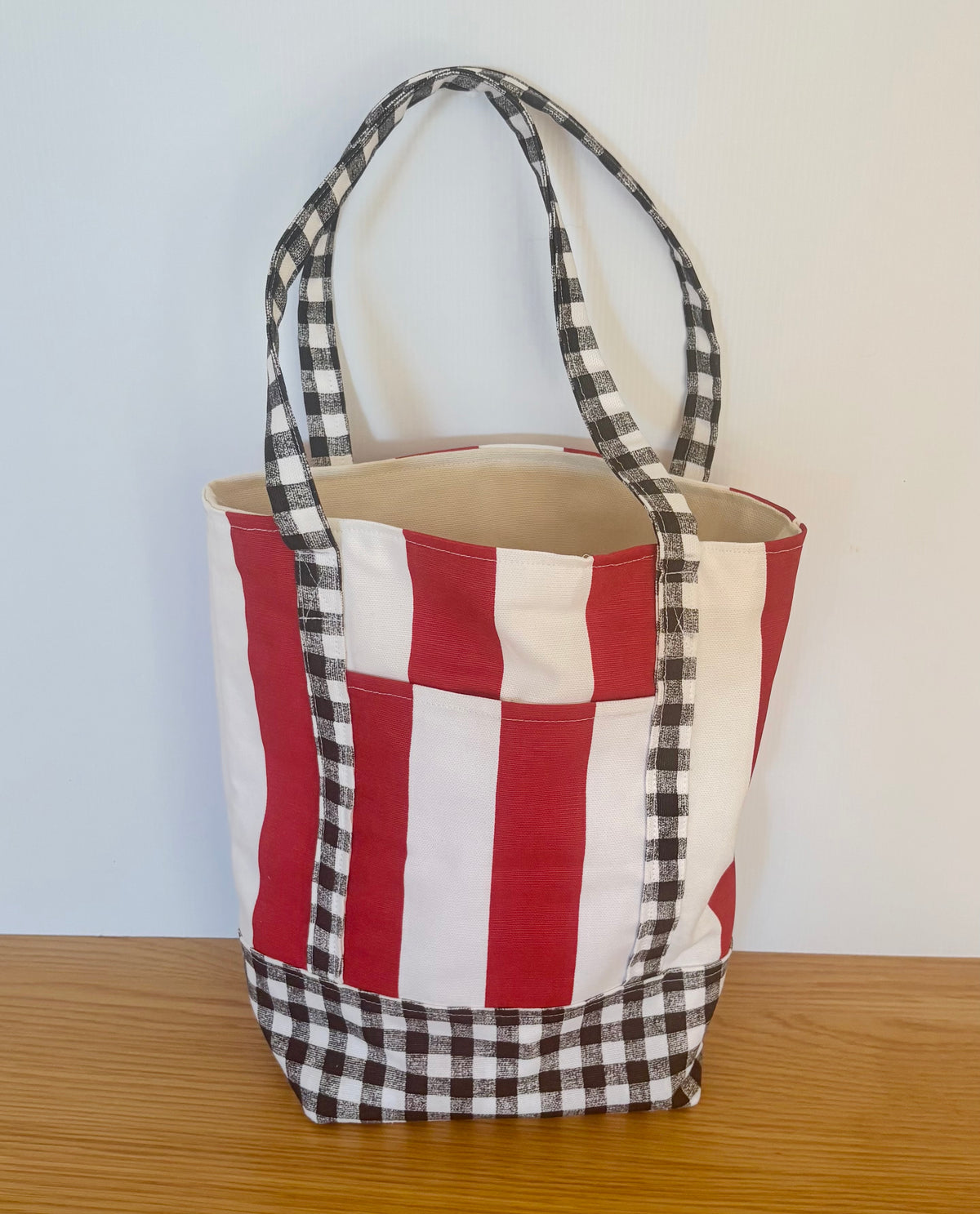 Red & White Striped Canvas Tote