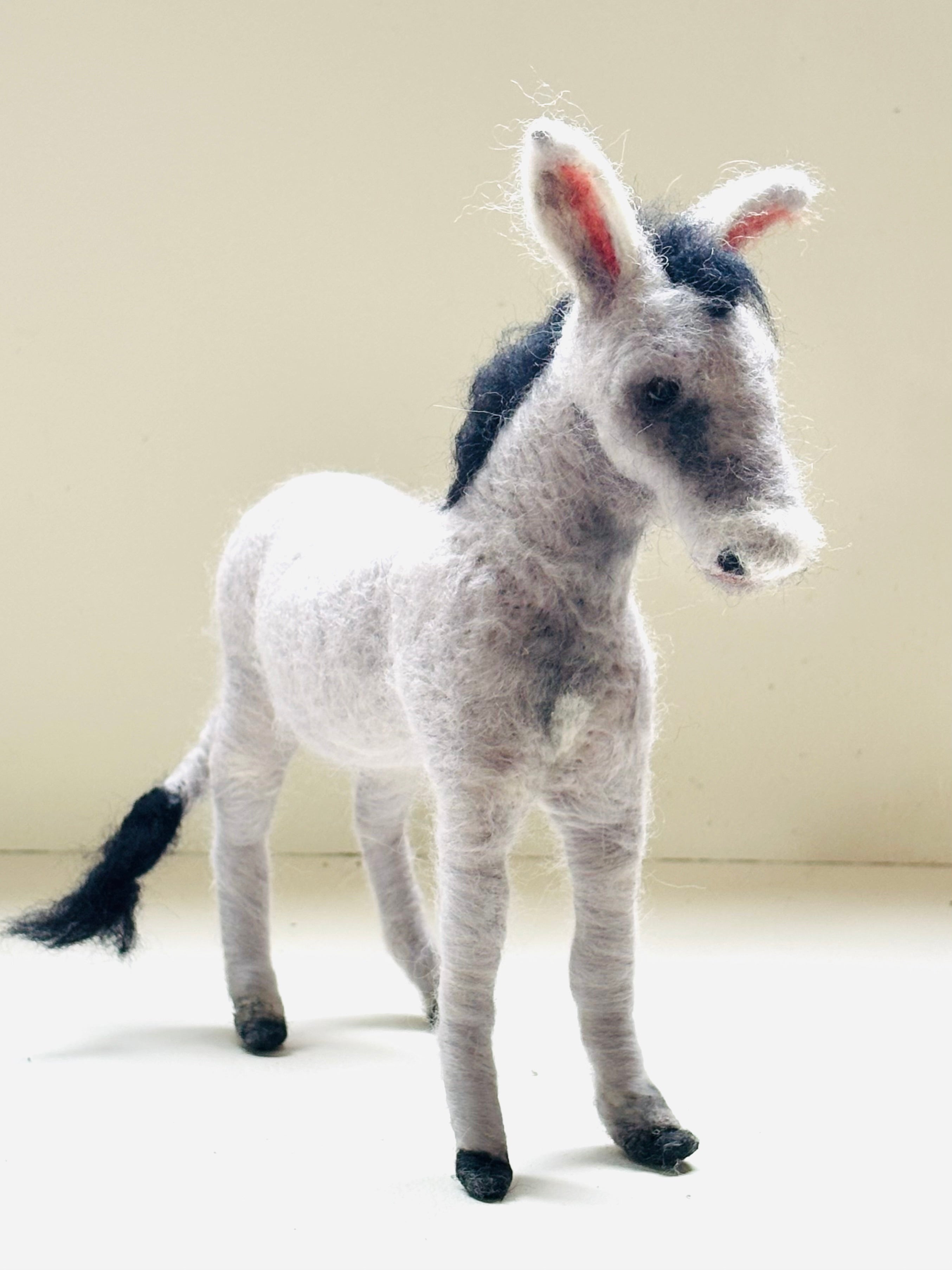 Needle Felt Donkey Animal Art Doll posable Unique