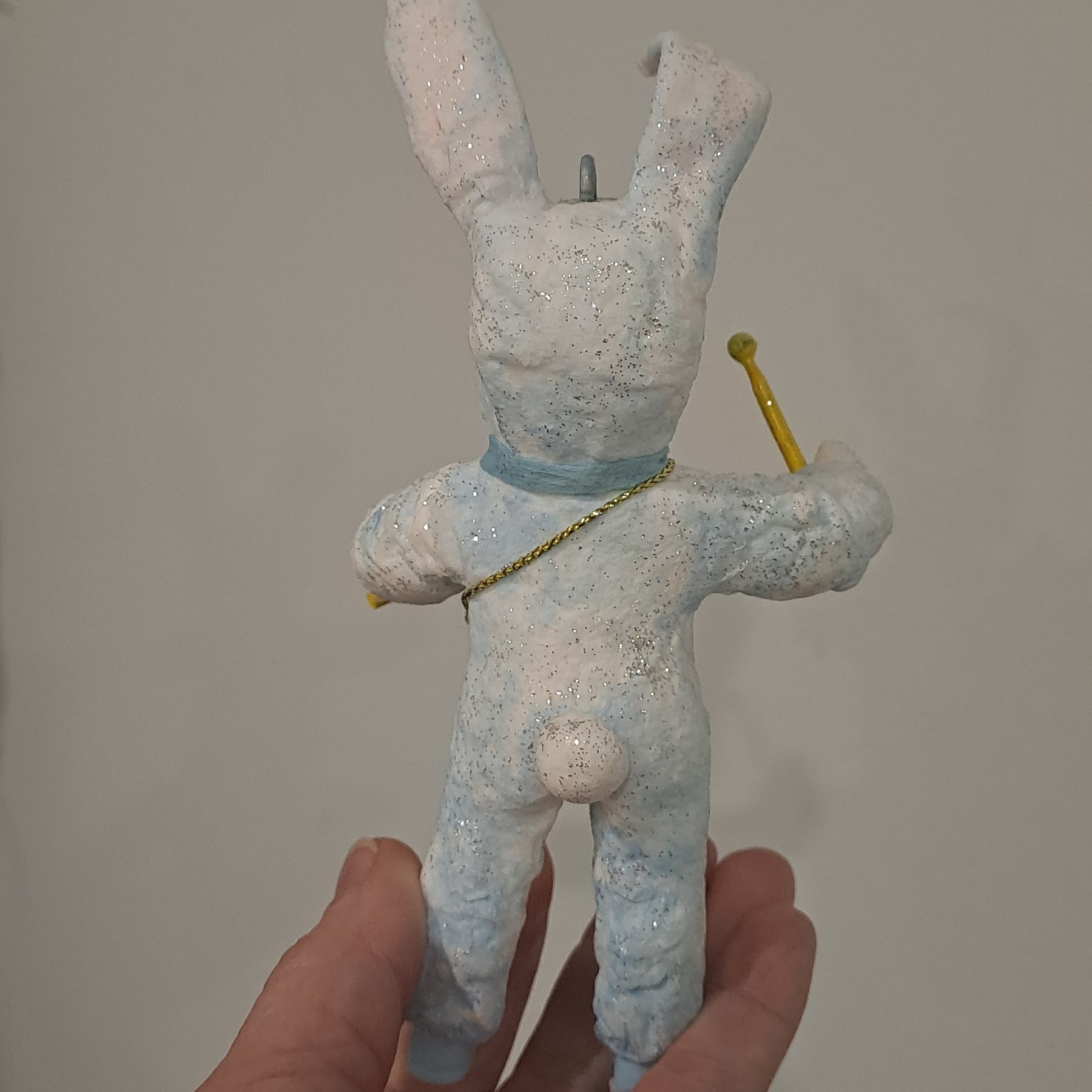 Spun Cotton Bunny Drummer Christmas Tree Ornament