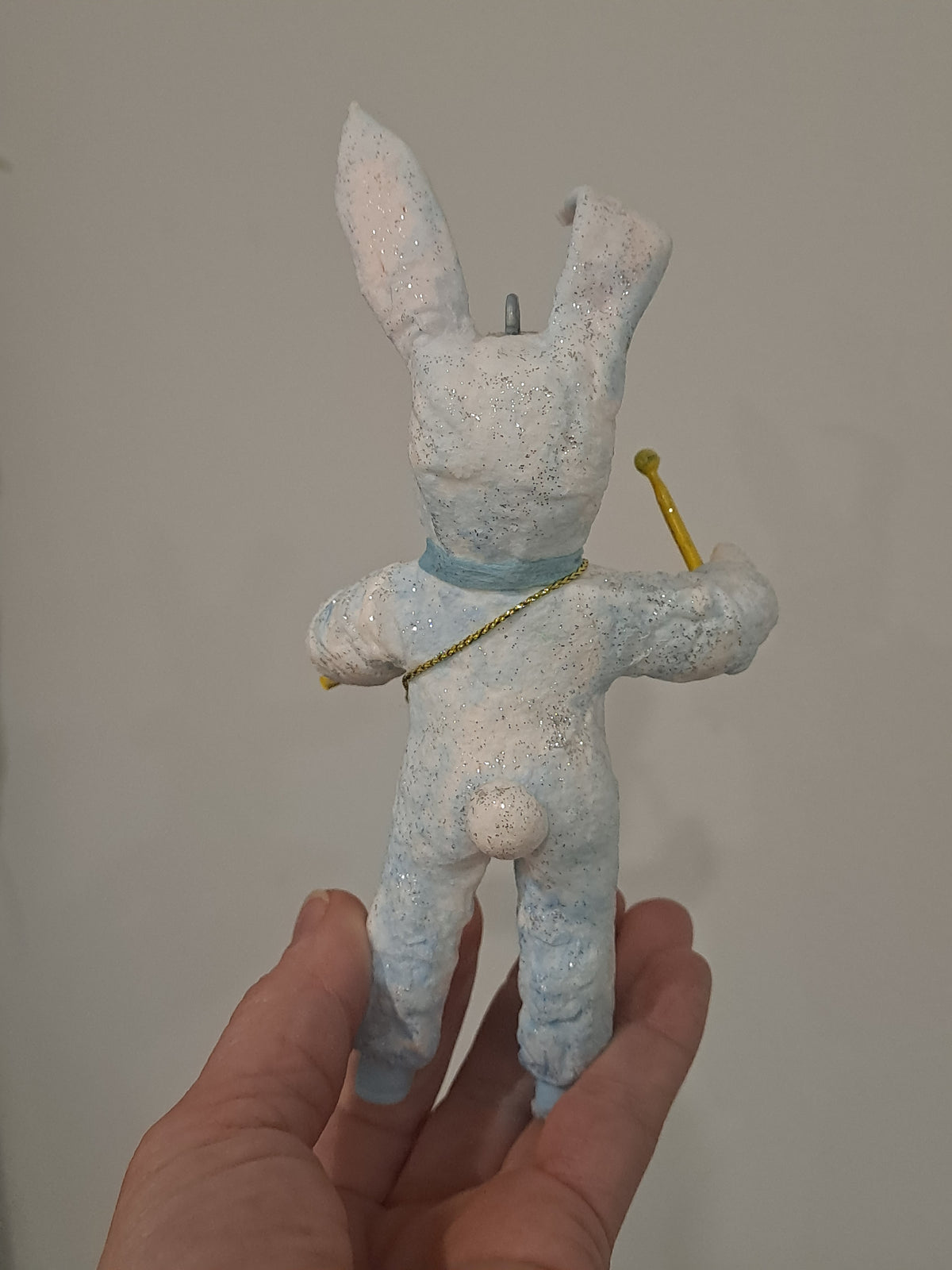 Spun Cotton Bunny Drummer Christmas Tree Ornament