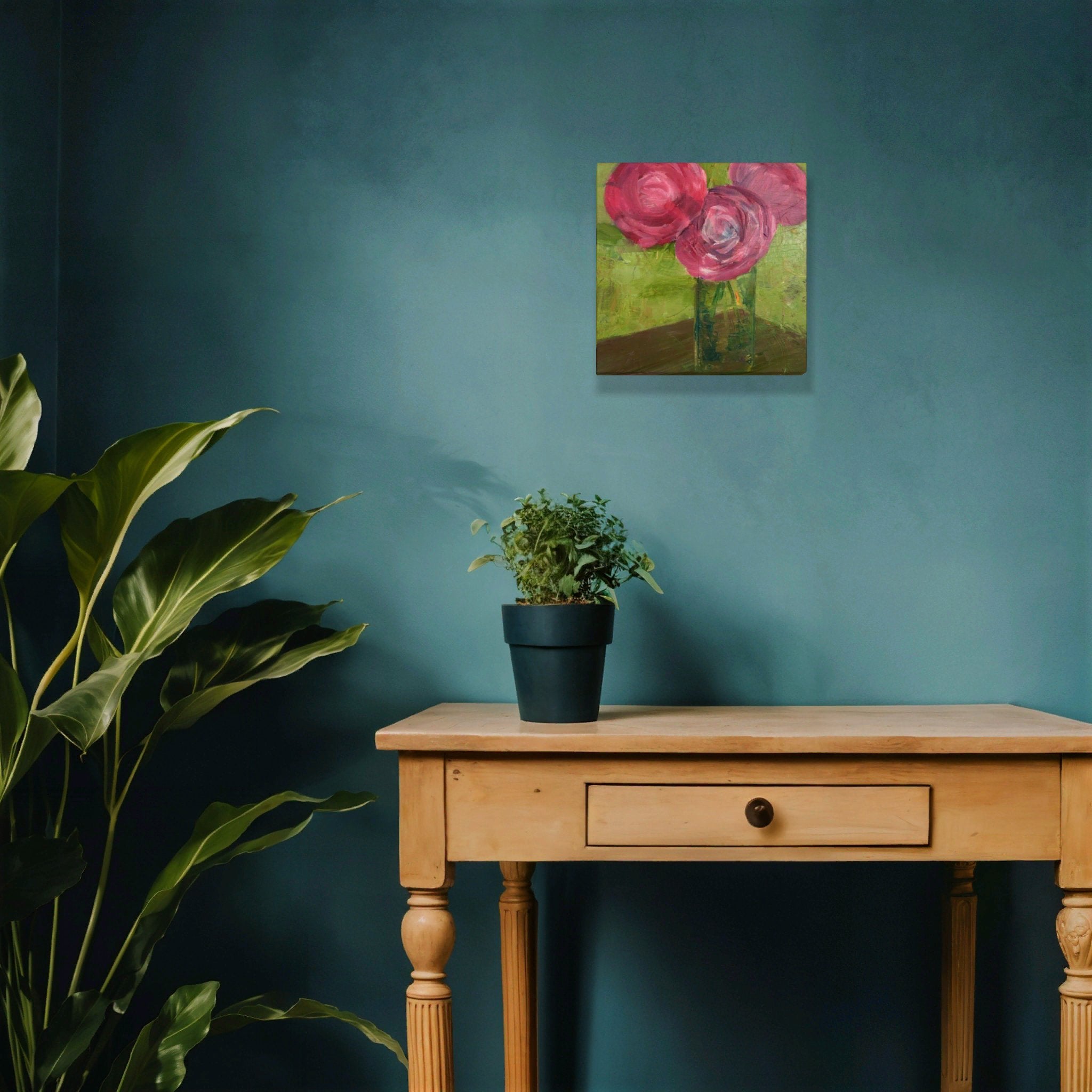 Wall Art Pink Abstract Flowers