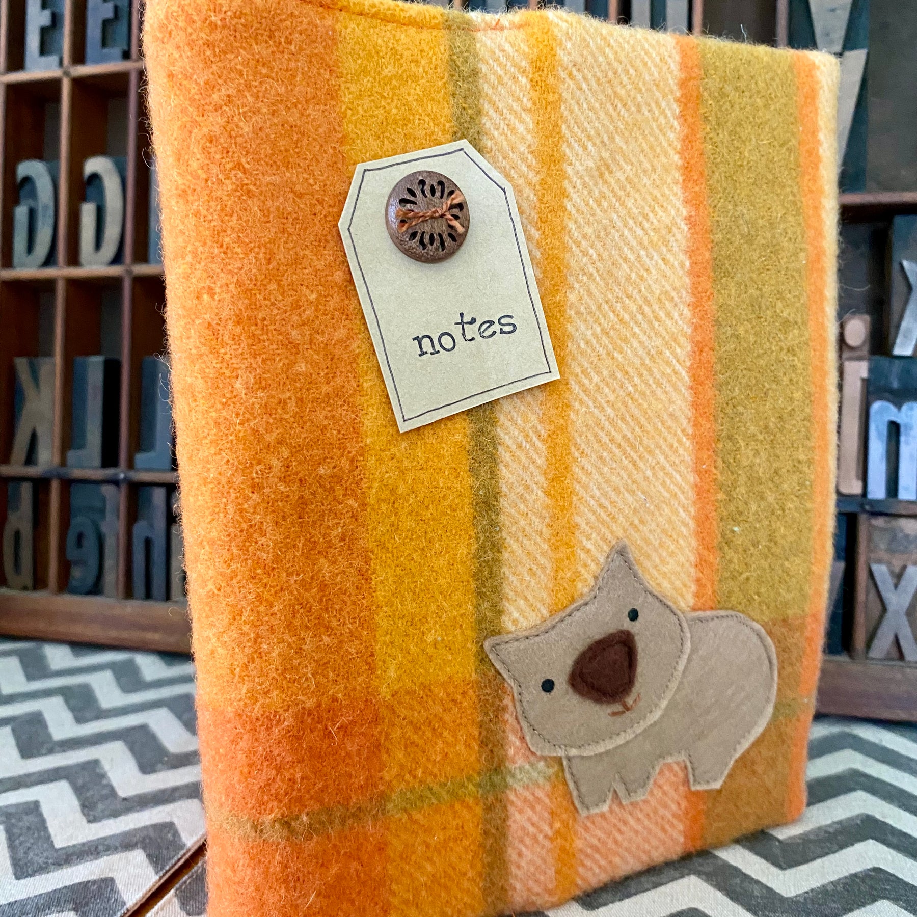 A5 Upcycled Notebook Wombat - Orange
