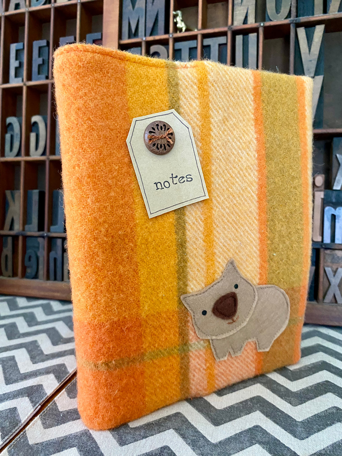 A5 Upcycled Notebook Wombat - Orange