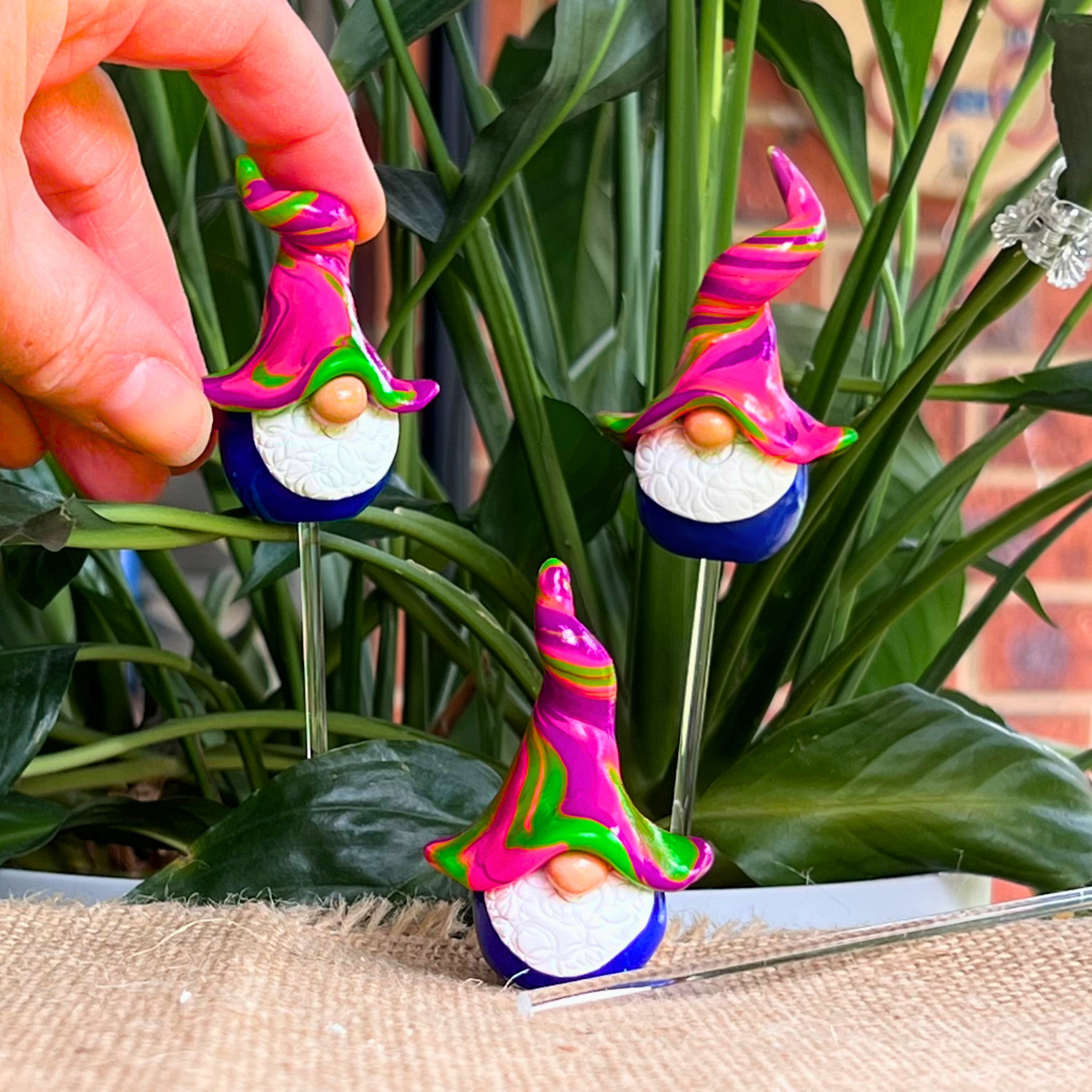 Whimsical polymer gnome trio - Pogo, Fizzle & Dizzy