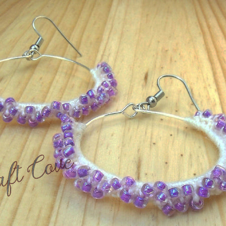 Crochet Beaded Hoop Earrings