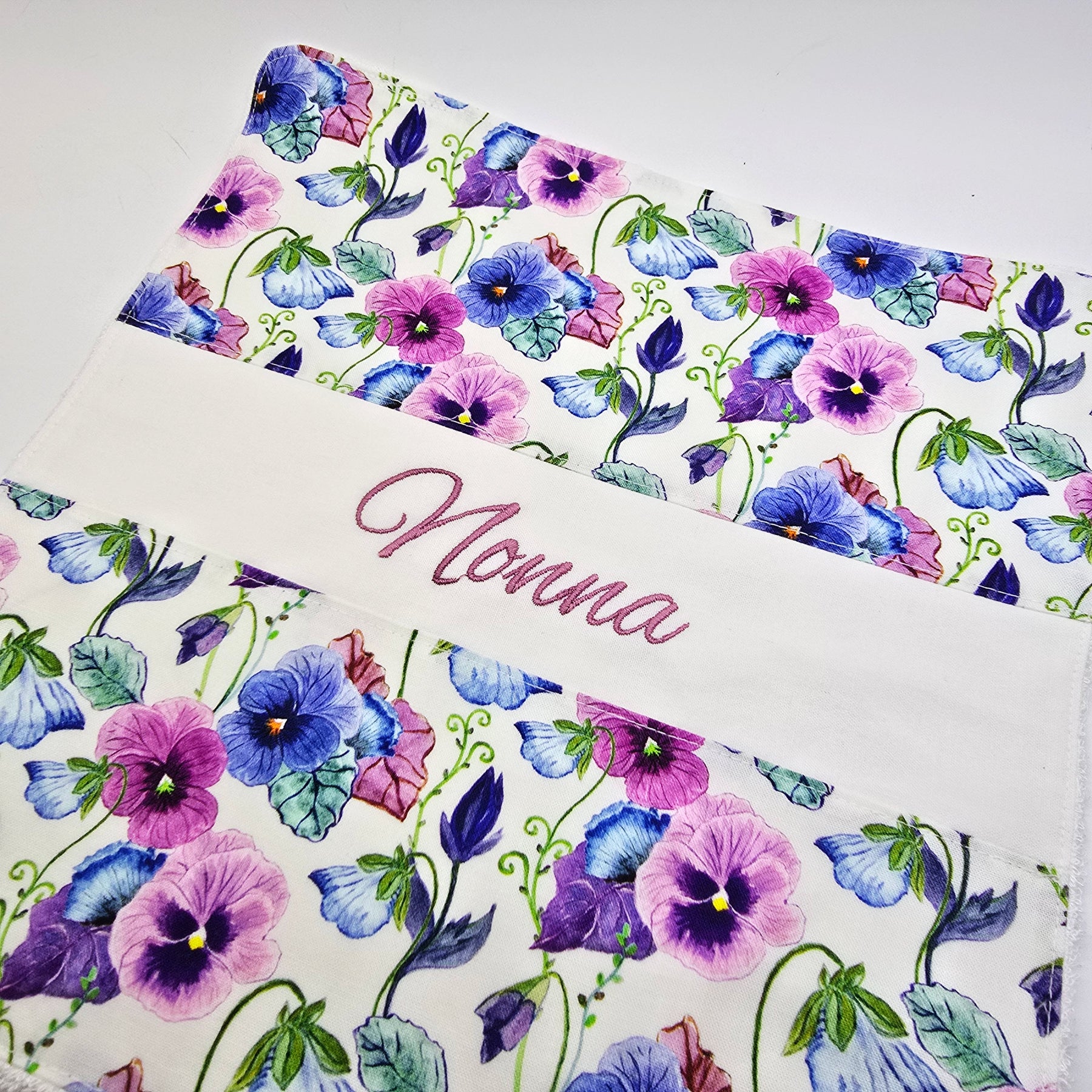 Face Washer gift for Nonna Pansy Fabric Design