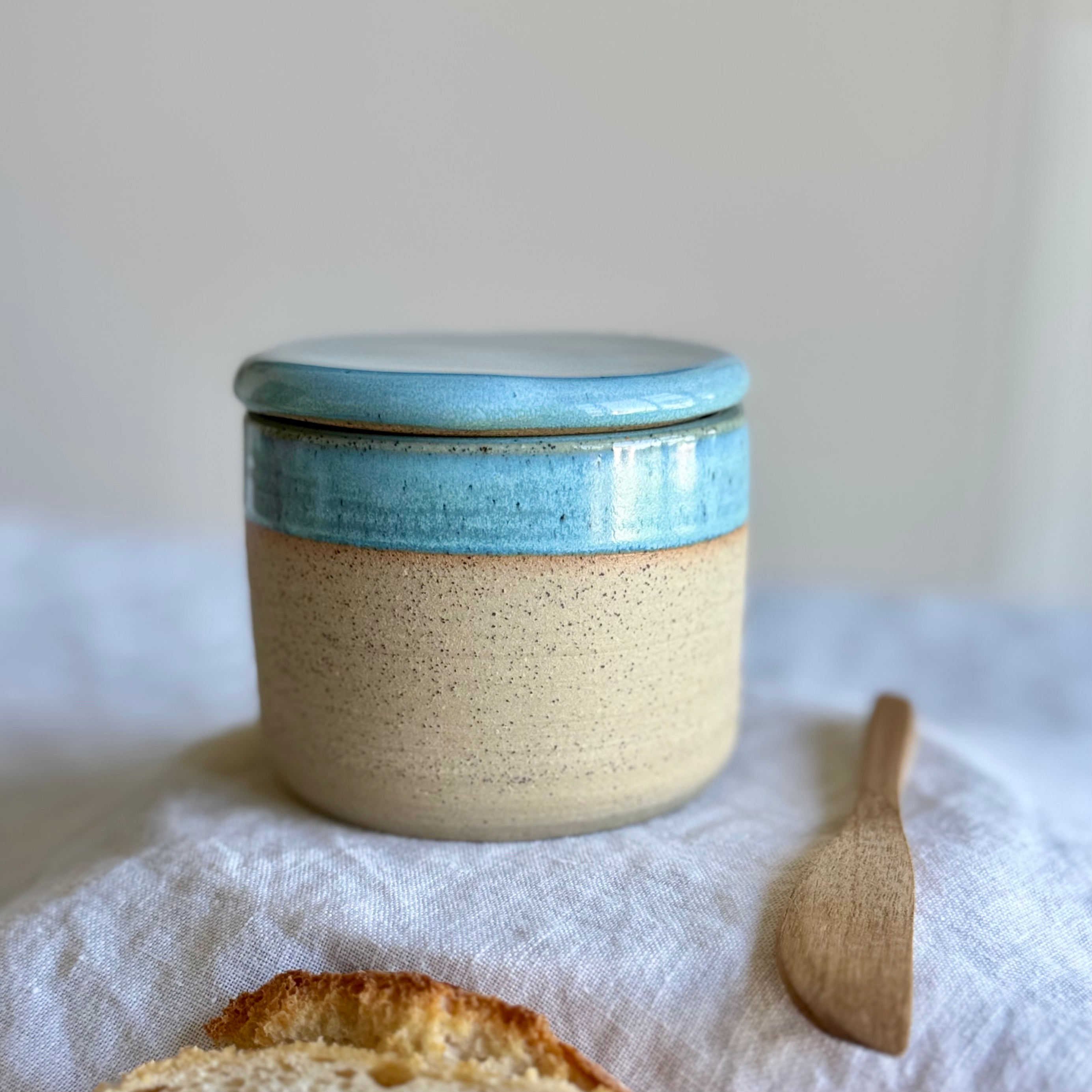 French Butter Keeper with Wooden Knife | Wheel Thrown Ceramic