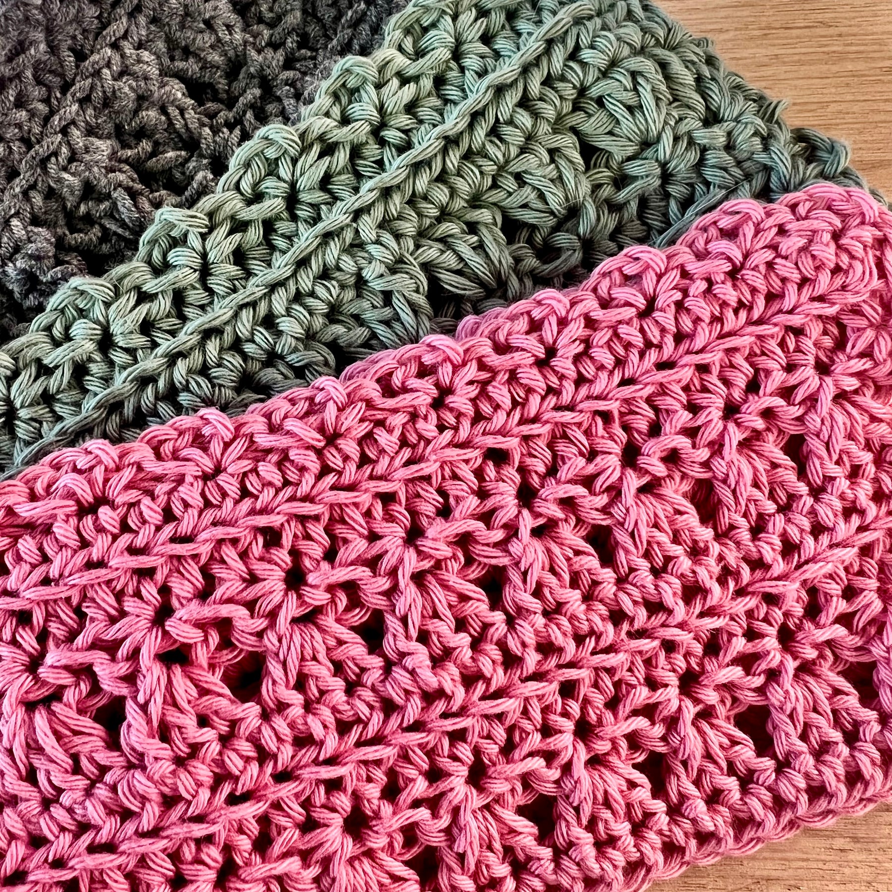 Crochet Washcloths Set of 3 Handmade Cotton Face Cloths  Eco Gift
