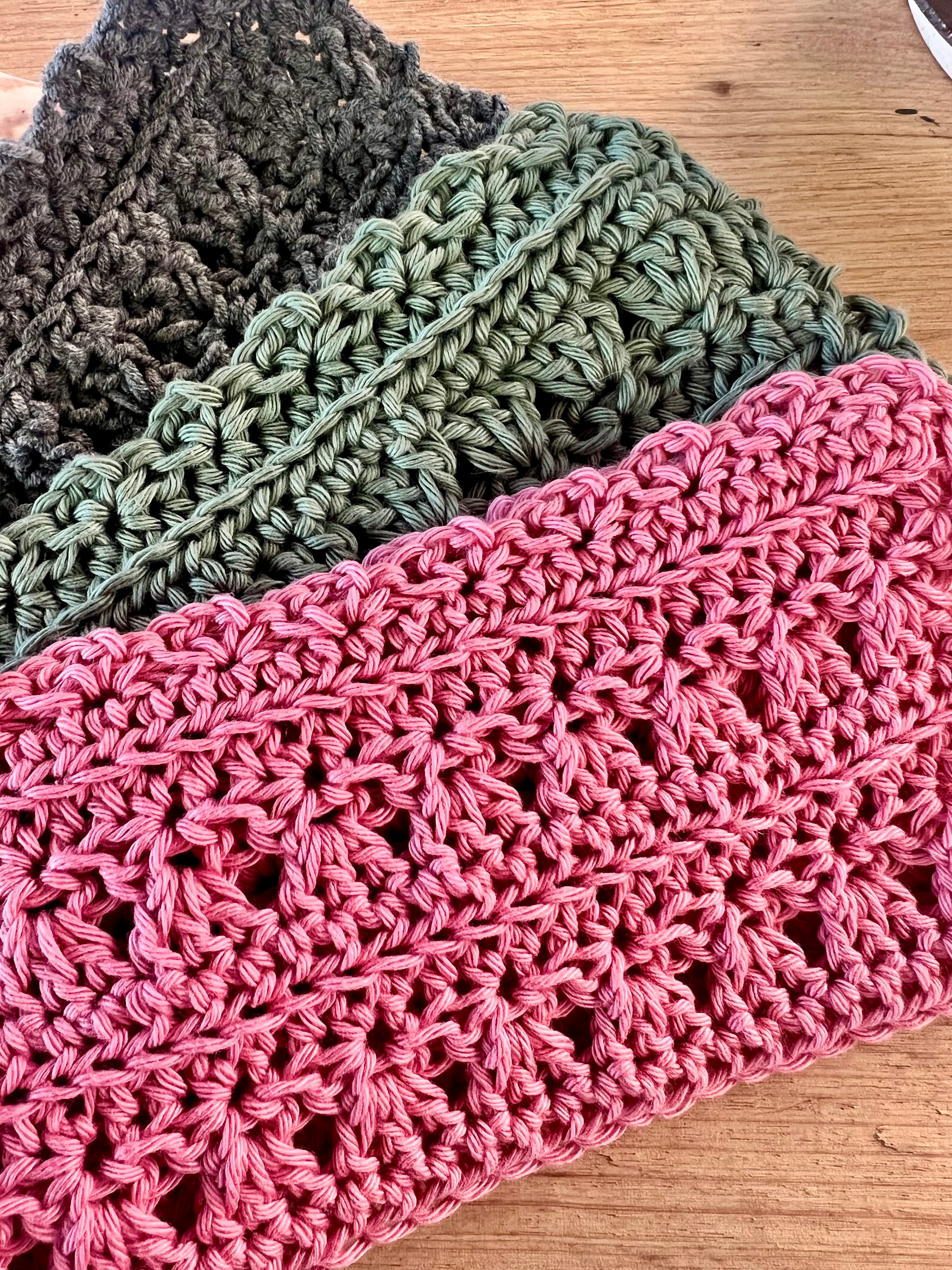 Crochet Washcloths Set of 3 Handmade Cotton Face Cloths  Eco Gift