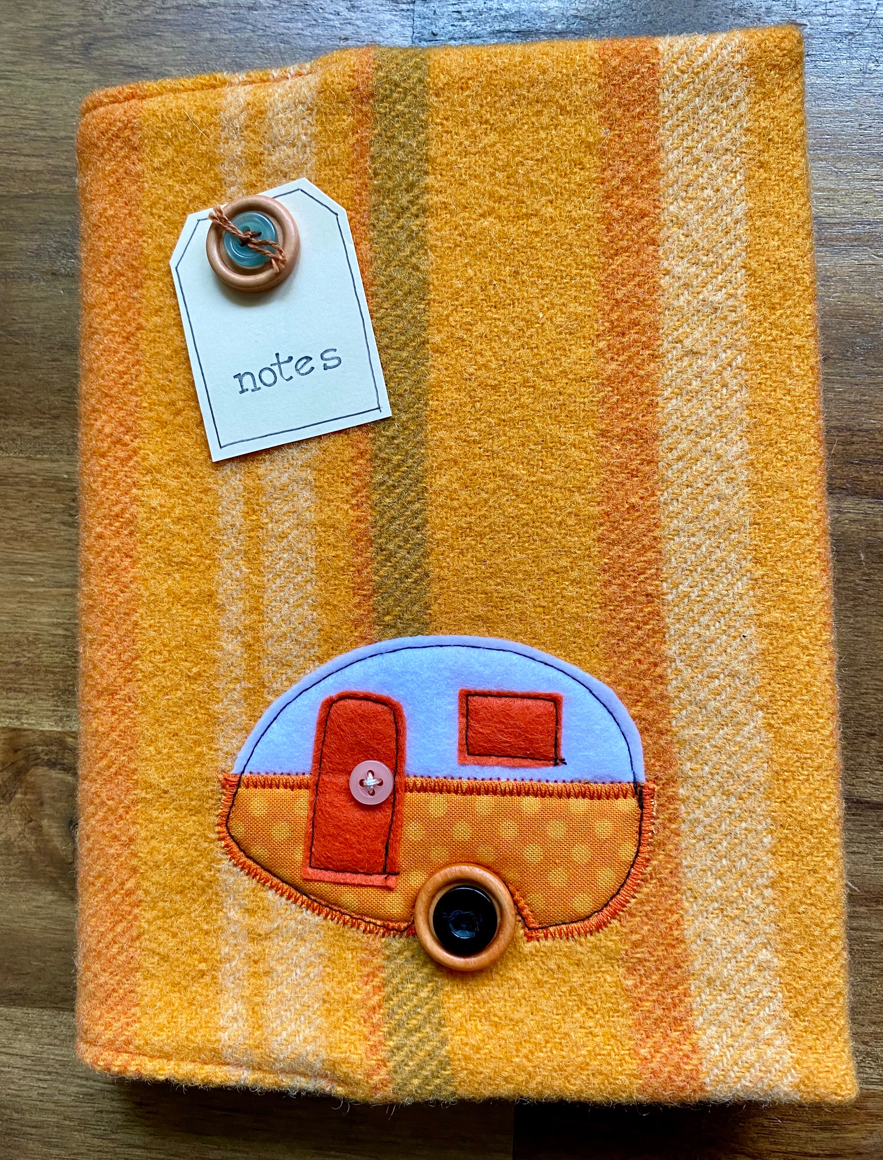 A5 Upcycled Notebook Vintage Caravan -  Orange