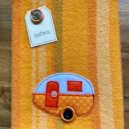 A5 Upcycled Notebook Vintage Caravan -  Orange