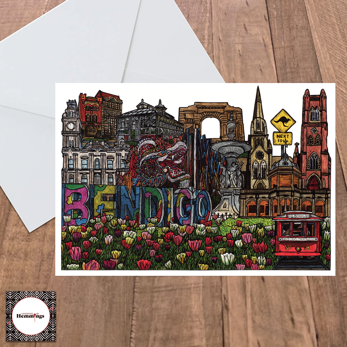 Bendigo Collage Greeting Card + Envelope