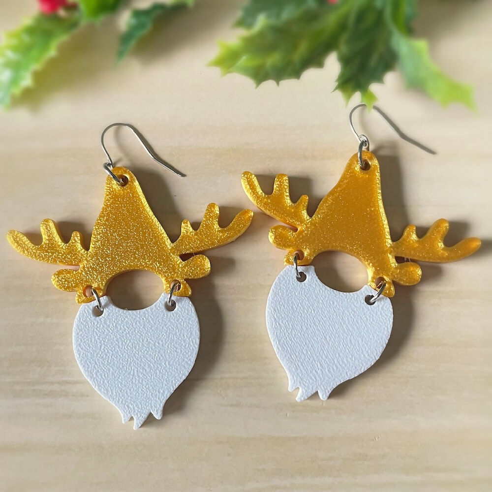 Australian-artist-handmade-jewellery-earrings-Christmas-Gnome-Earrings-Gold-Antlers