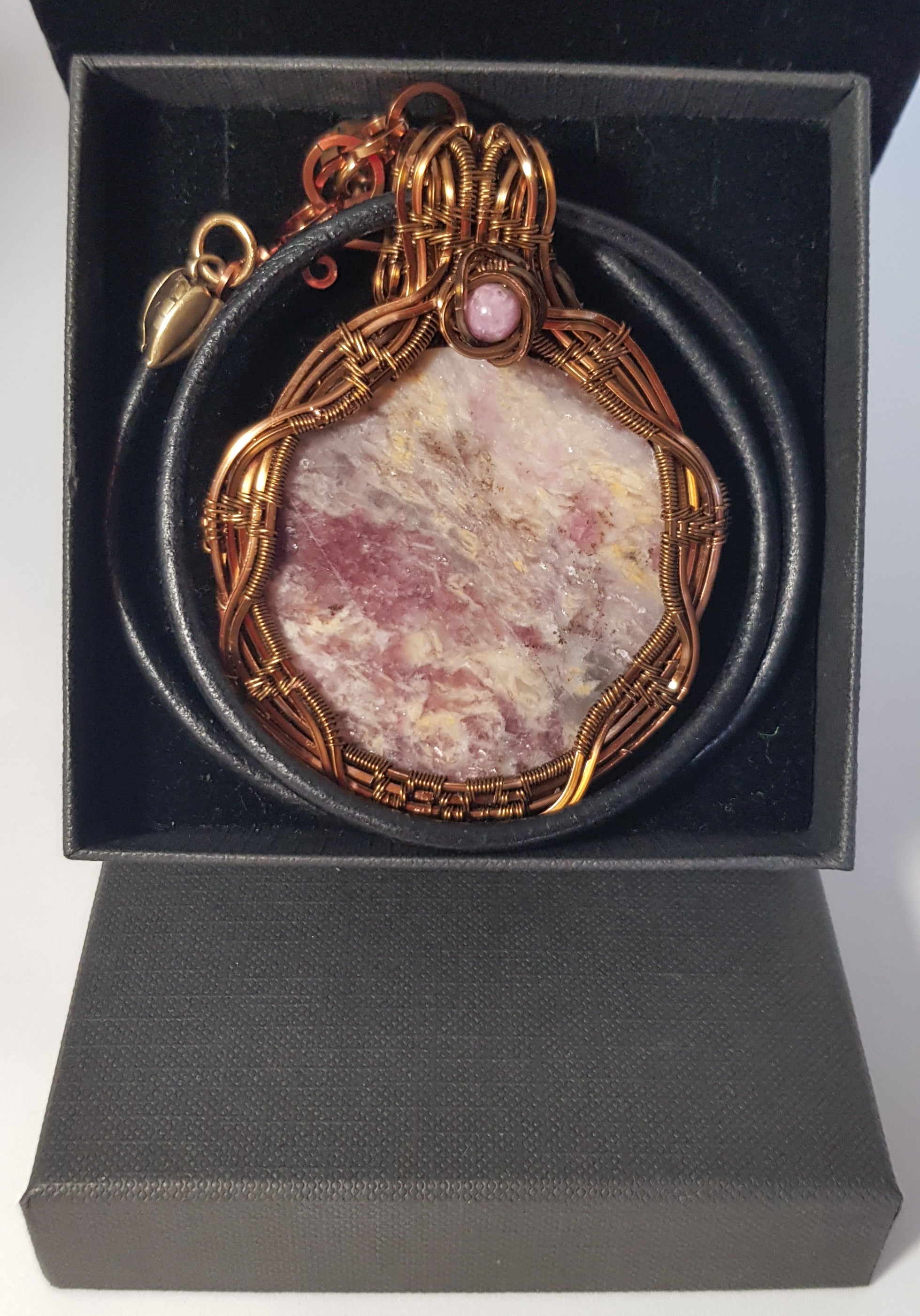 Wire wrapped Unicorn Pegmatite pendant,  #691 AM/N
