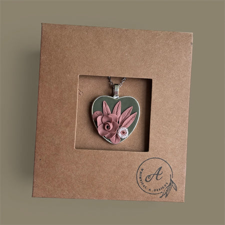 Rose Heart Pendant Green