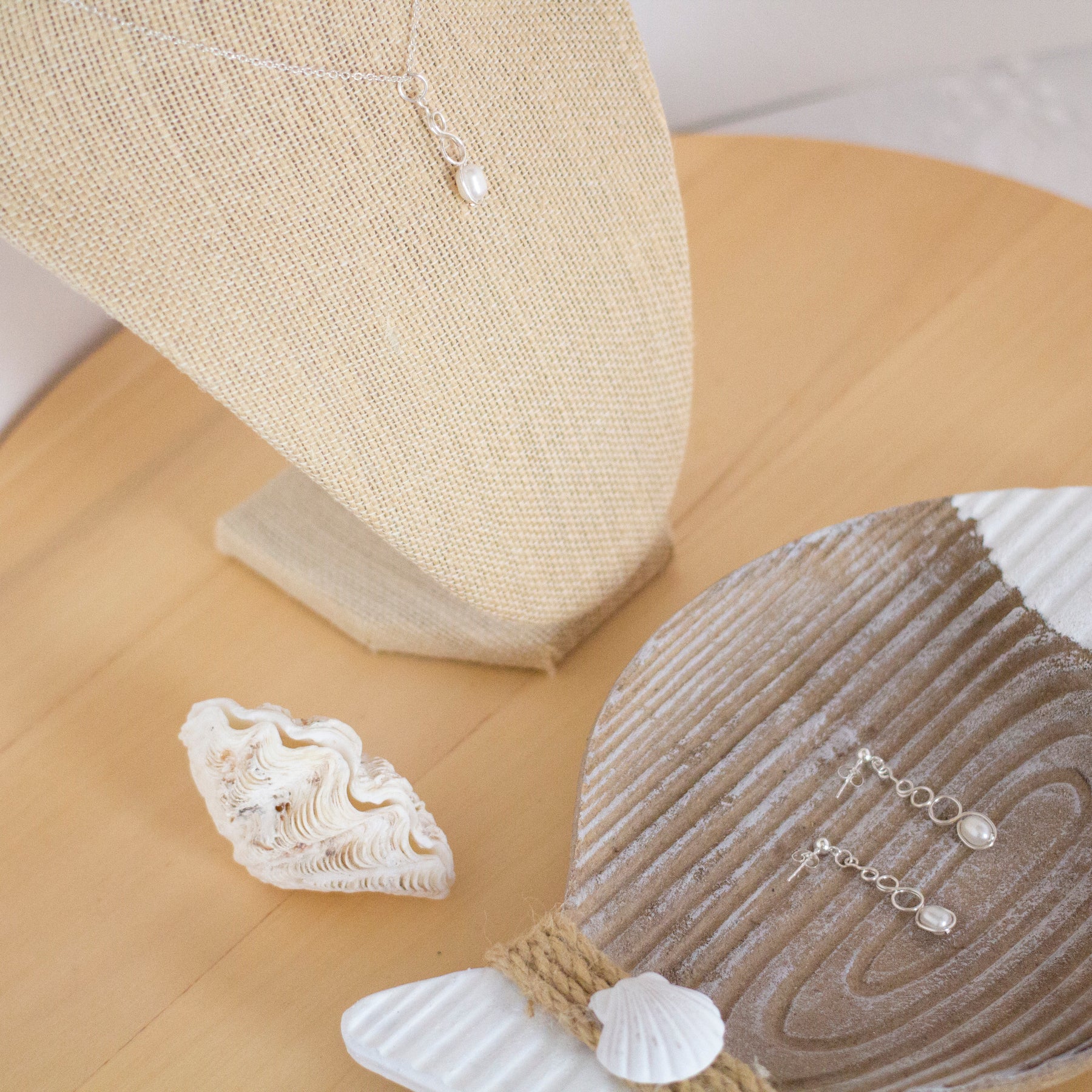 White Freshwater Pearl Earrings & Necklace Set