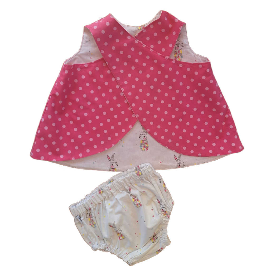 Baby Girls Reversible Top and Bloomers Set | Size 1 Year