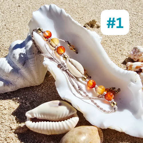 Cowrie Shell and Gemstone Macrame Bracelet