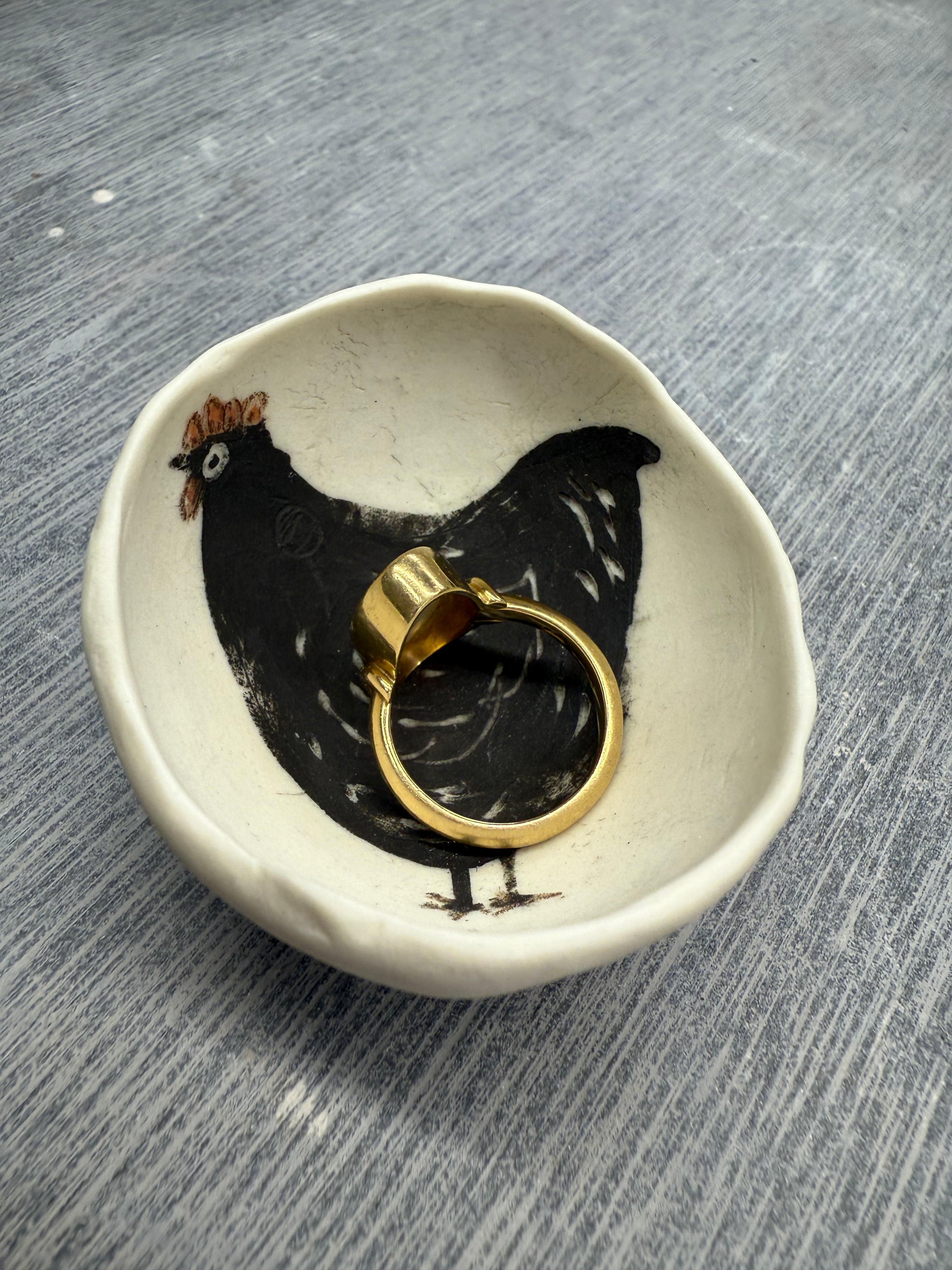 Hand painted porcelain ring dish