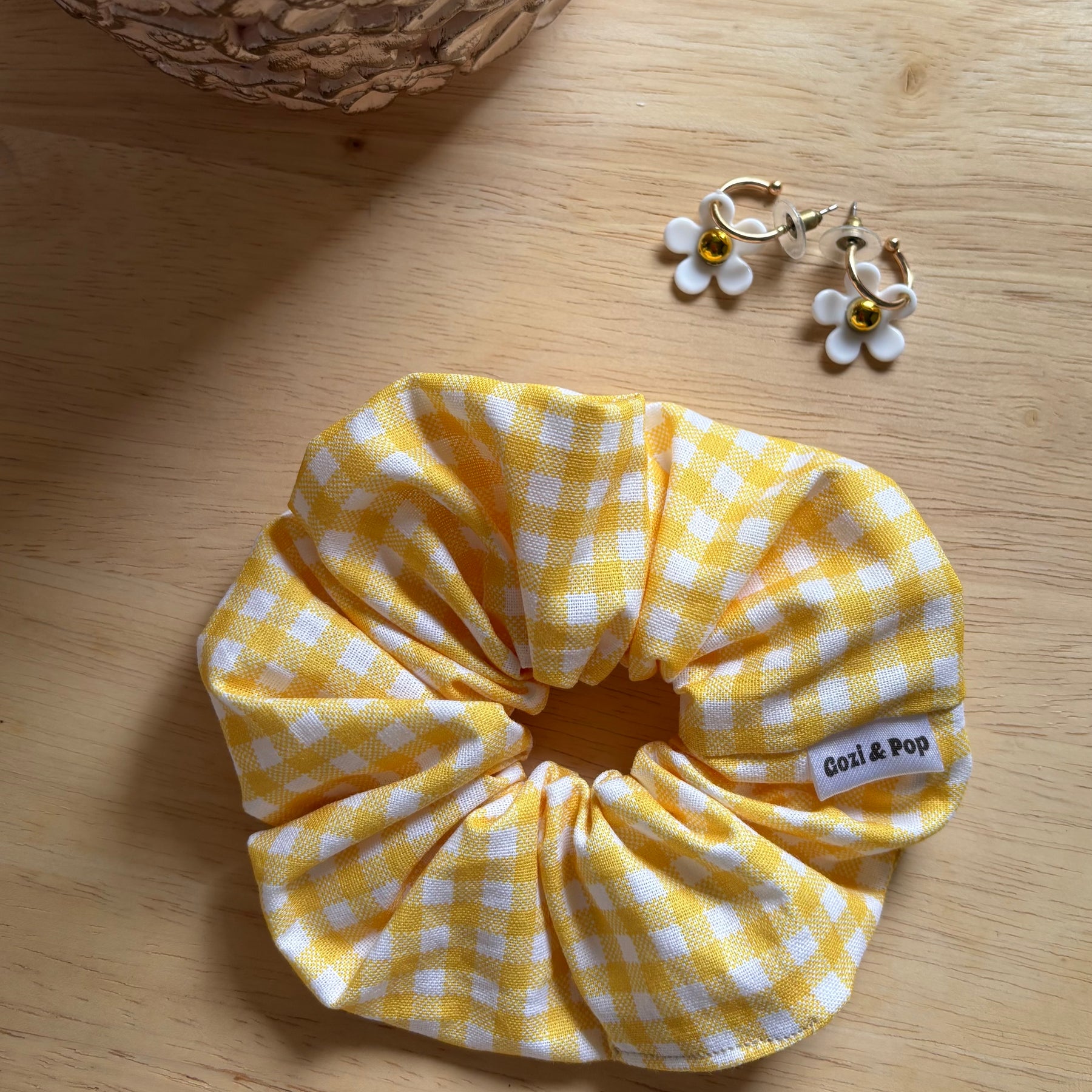 Sunny Yellow Gingham Scrunchie