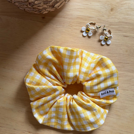 Sunny Yellow Gingham Scrunchie