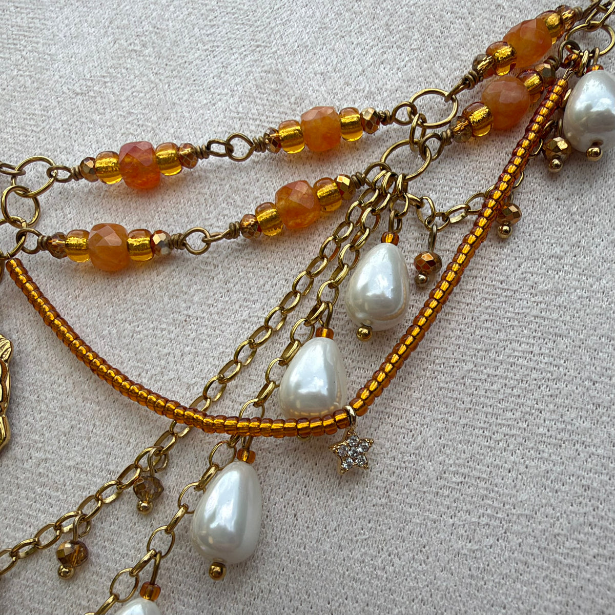 Orange and gold Moon statement necklace