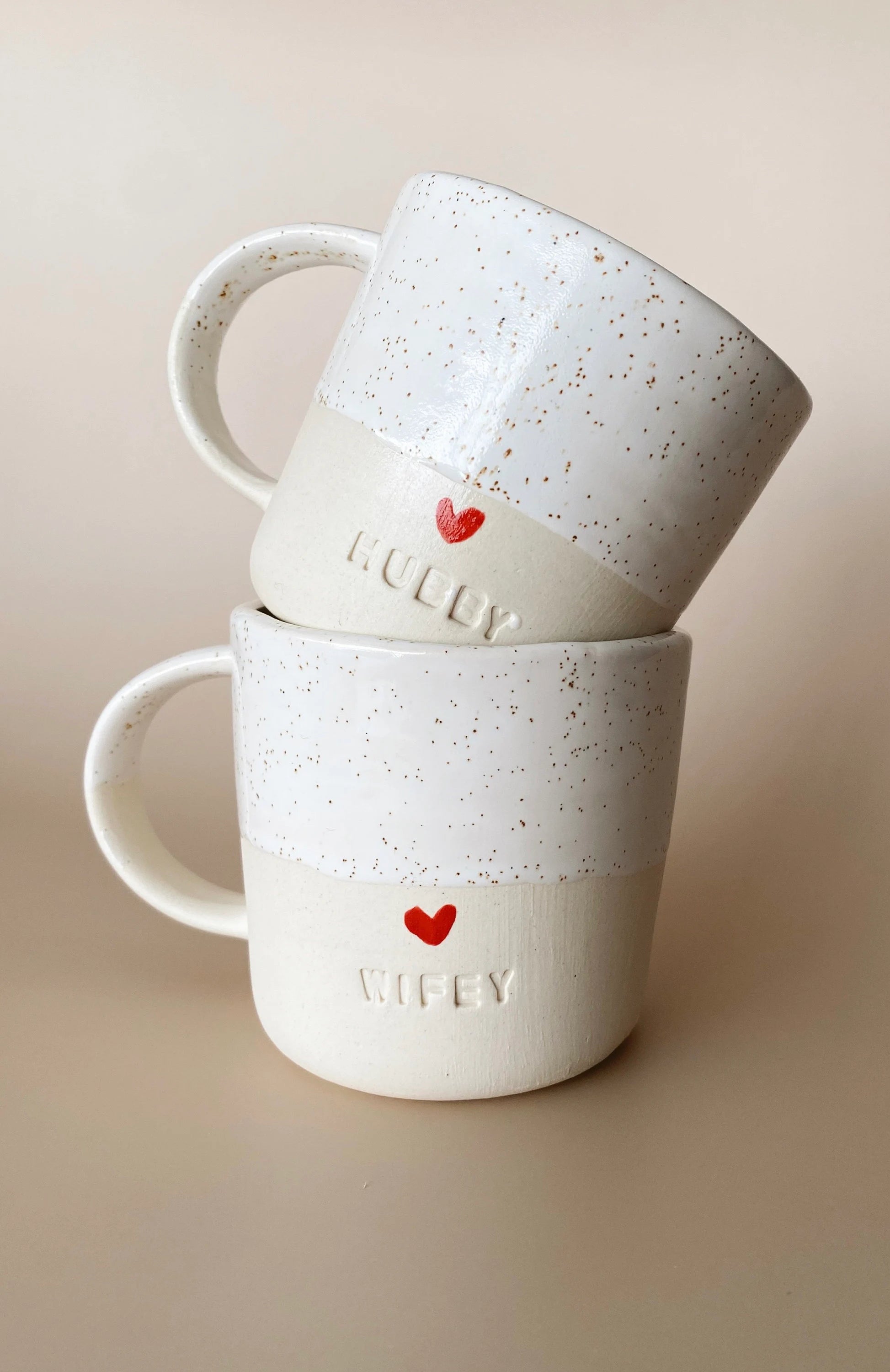 Wedding gifts for couple Handmade wedding gift ideas for her custom Hubby Wifey Mugs Set Rustic wedding Ceramic Coffee Cups