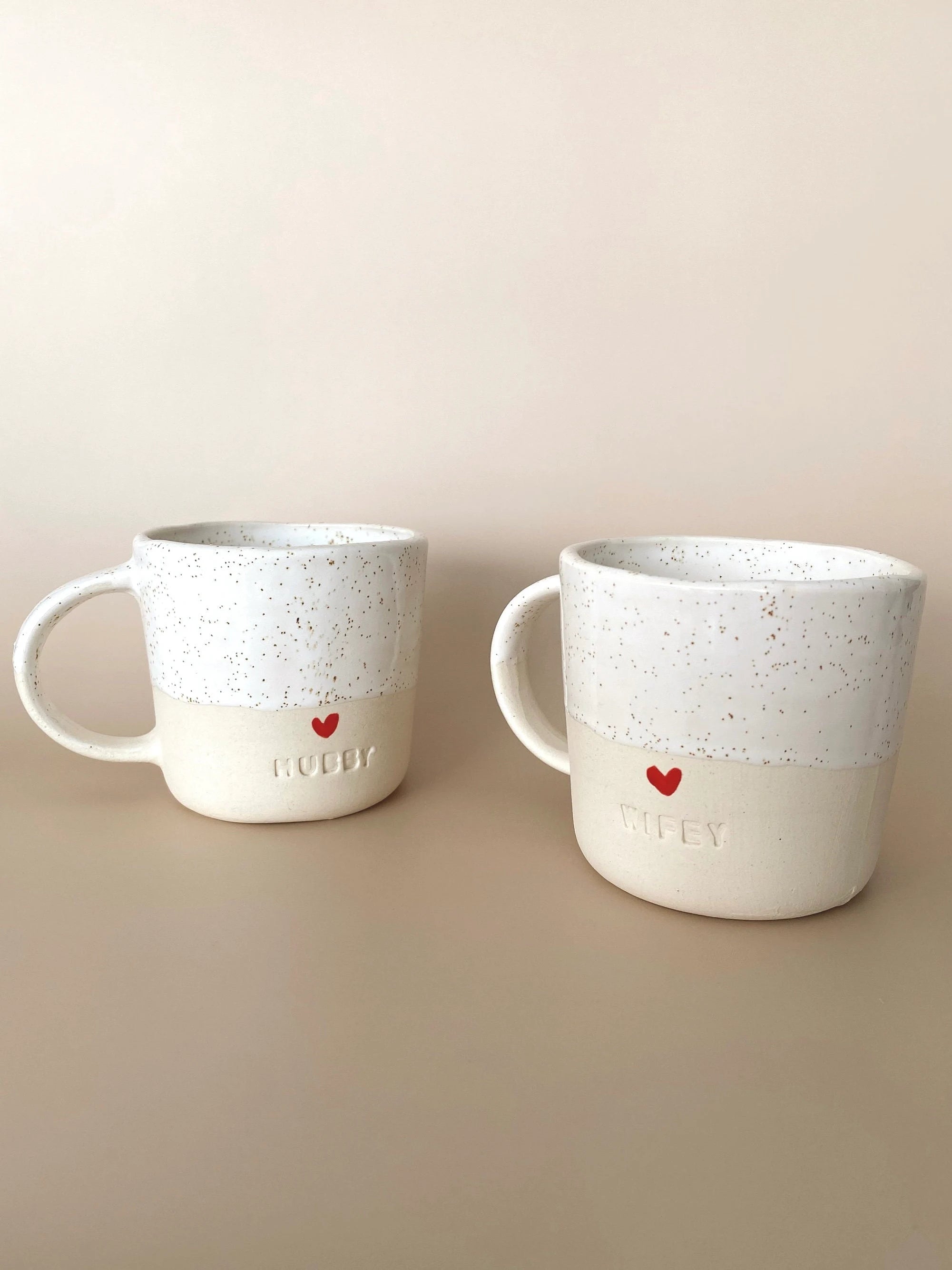 Wedding gifts for couple Handmade wedding gift ideas for her custom Hubby Wifey Mugs Set Rustic wedding Ceramic Coffee Cups