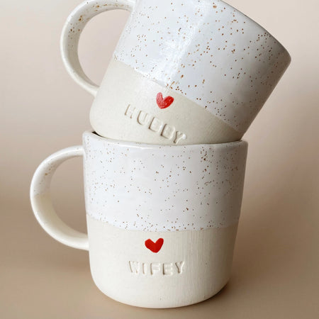 Wedding gifts for couple Handmade wedding gift ideas for her custom Hubby Wifey Mugs Set Rustic wedding Ceramic Coffee Cups