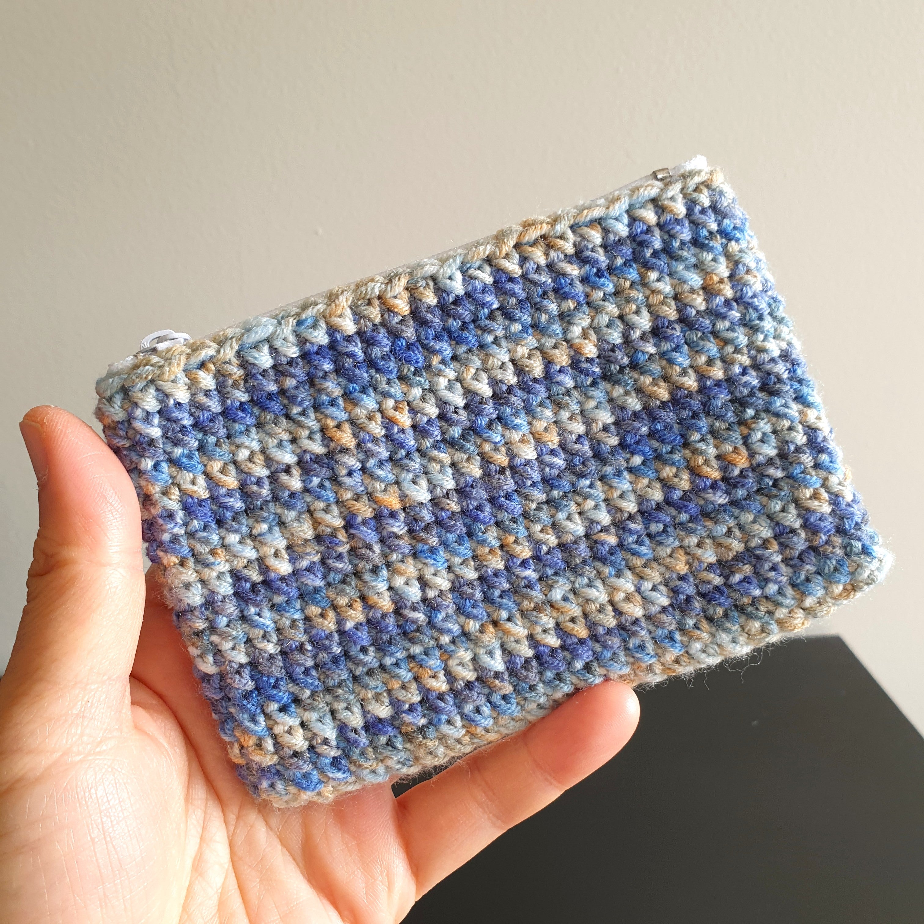 Handmade Crocheting Colourful Zippered Crochet Coin Pouch : Pink Blue Green Purple Mix