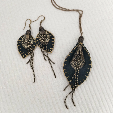 The Leaves - set, earrings and necklace