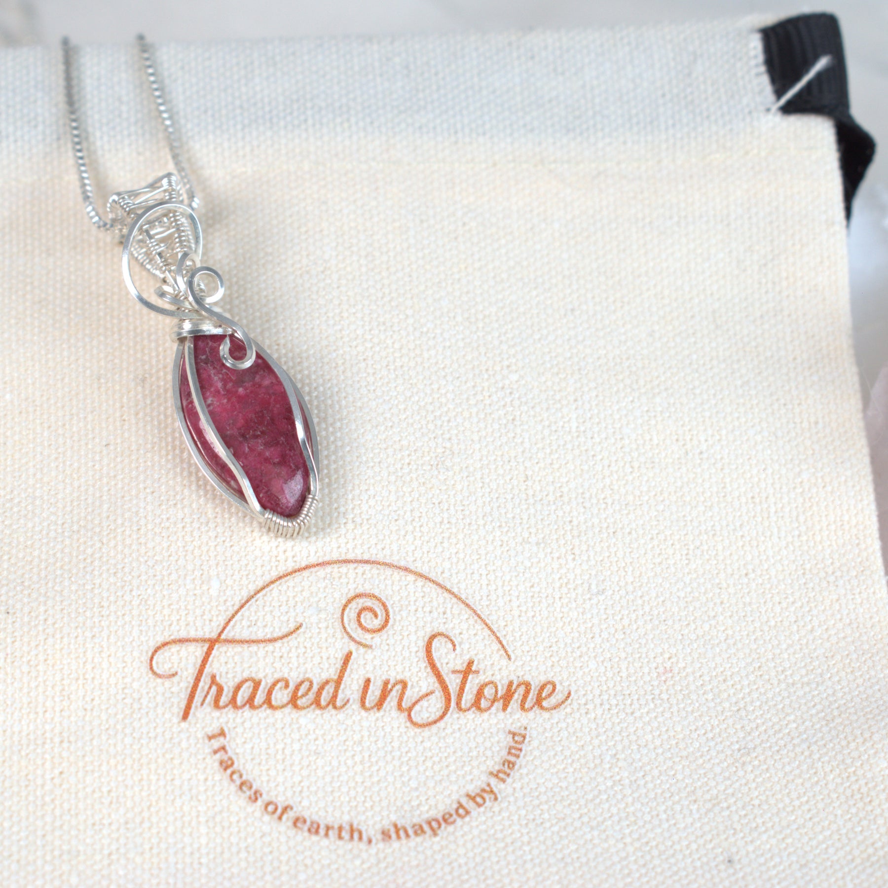 Wire Wrapped Thulite Keepsake Pendant
