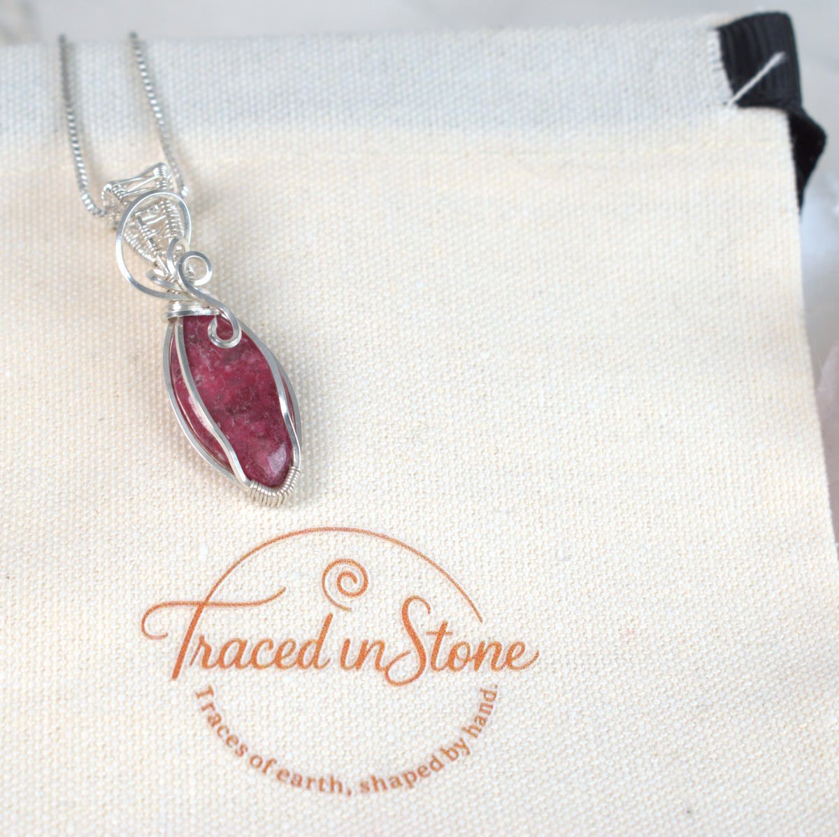 Wire Wrapped Thulite Keepsake Pendant