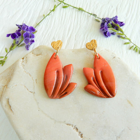 Mocha Orange Polymer Clay Earrings 