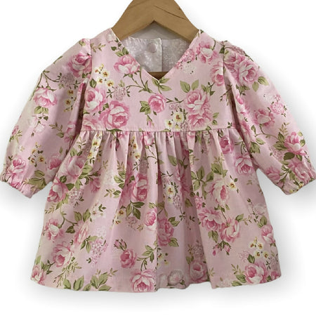 SIZE 00 Pink Roses LONG SLEEVE Baby Tea Party Dress