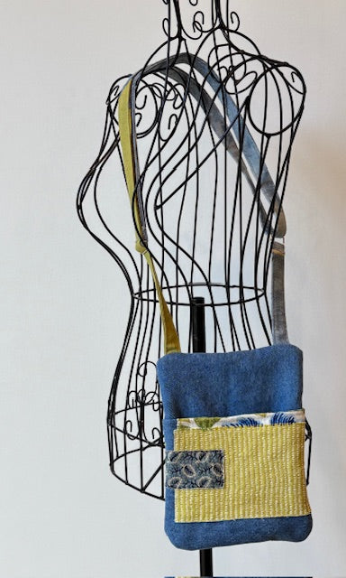 Crossbody Bag - Unique - Embroidered - Textile Art - Collage