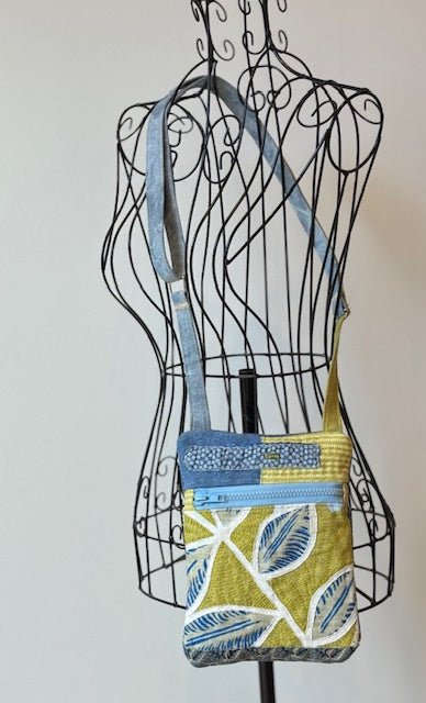 Crossbody Bag - Unique - Embroidered - Textile Art - Collage