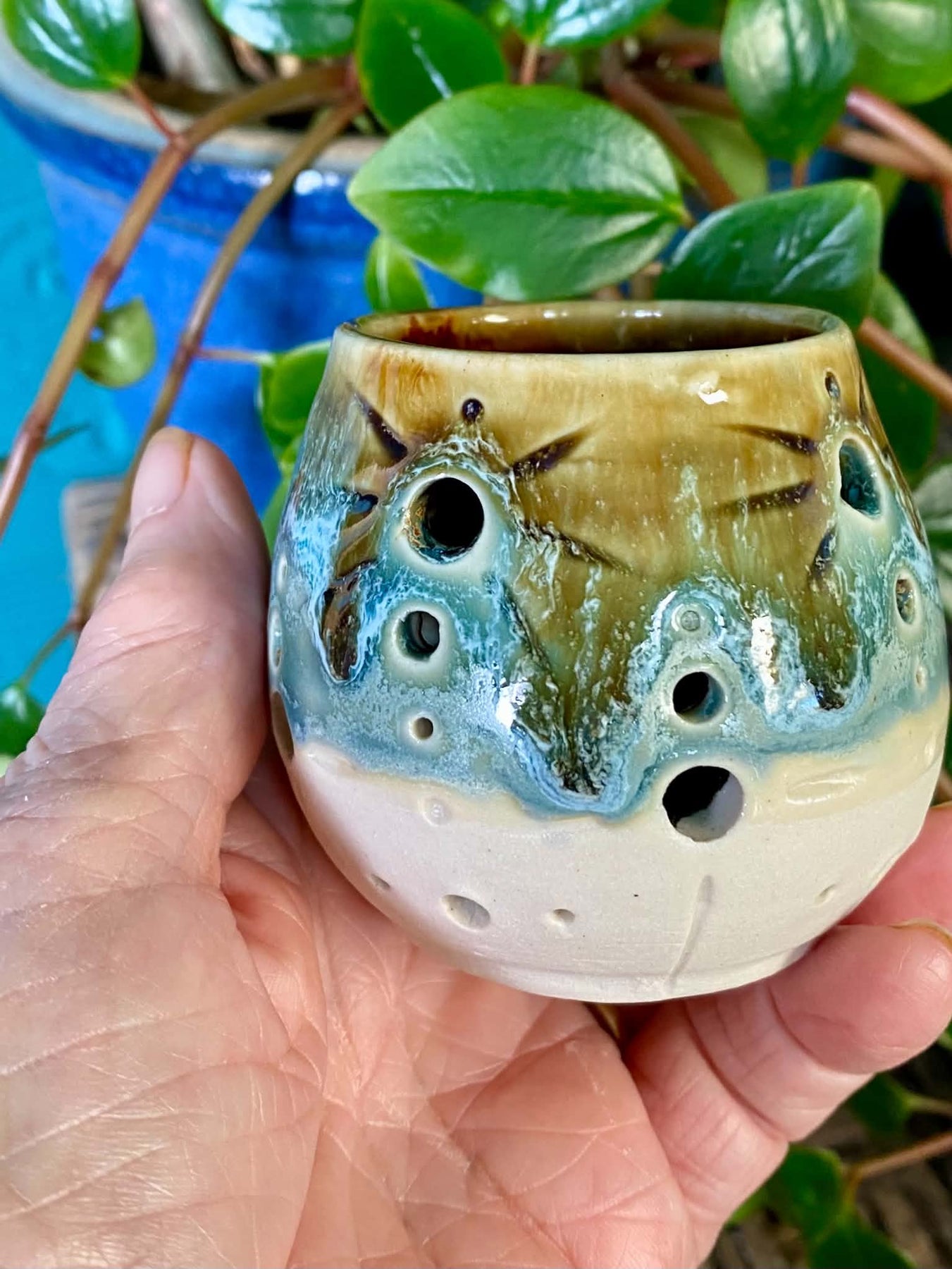 Handmade pottery tea light holders